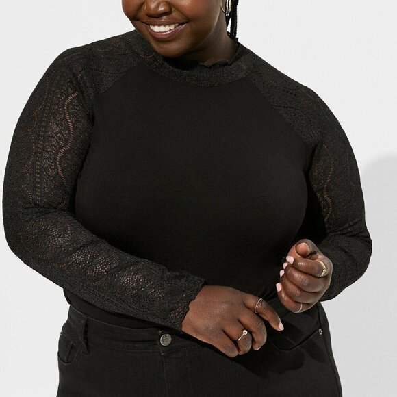 Torrid Super Soft Lace Mock Neck Long Sleeve Top 2X NWT NEW - Picture 1 of 11